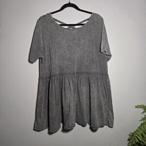 Easel Mineral Wash Peplum Top | Cross Back | Size Large